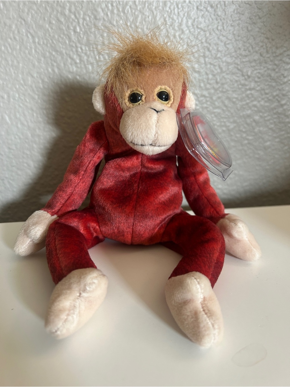 Ty Beanie Baby Orangutan “Sweetheart” collectible Stuffed Red Plush Monkey